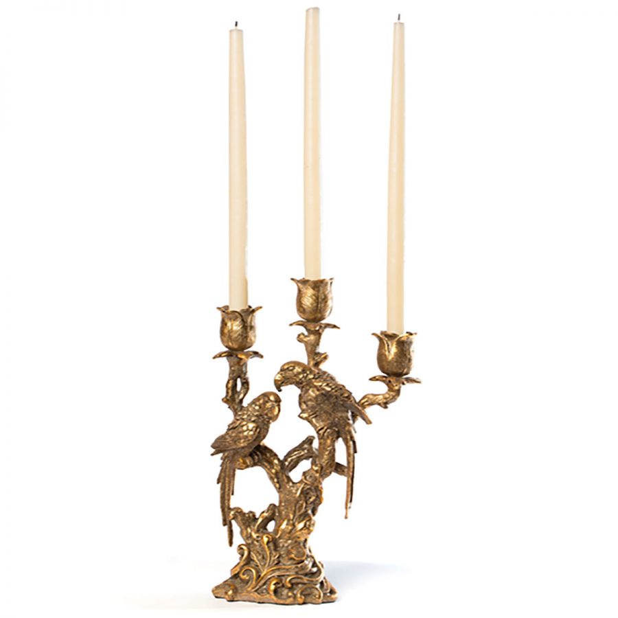 Candle Holder Parrot Polyresin Gold - Floristas, entrega de flores lisboa