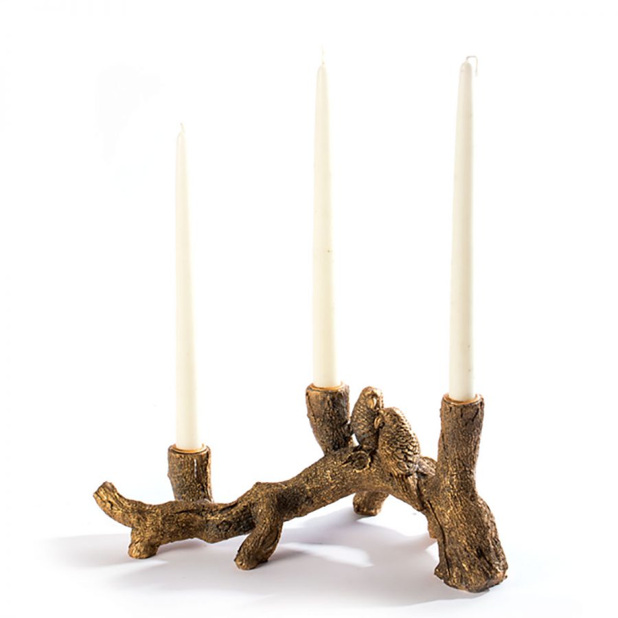 Candle Holder Polyresin Gold - Floristas, entrega de flores lisboa